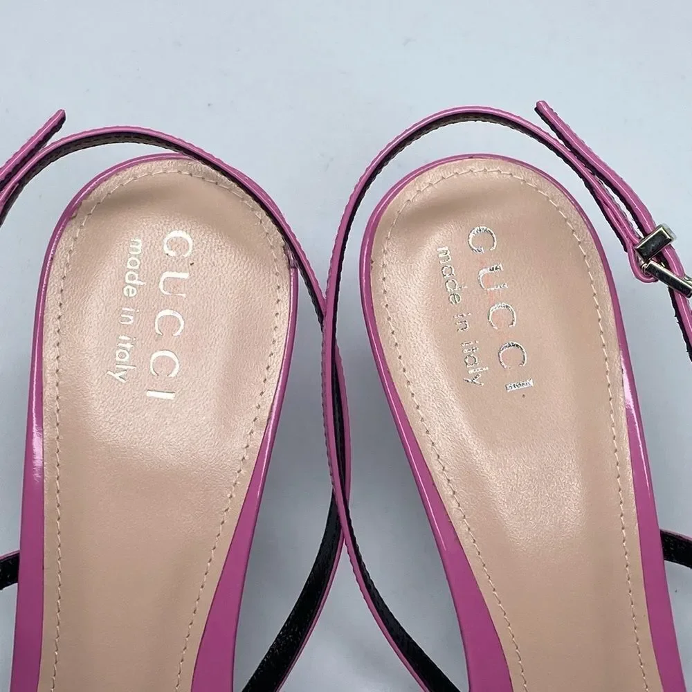 Gucci Seraphine 75MM Leather Slingback Pumps size 40